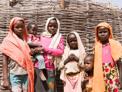 Group of children affected by the hunger crisis in Sudan
